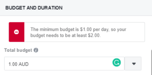 Facebook boost post cost example